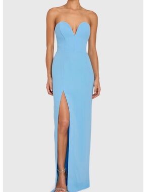 NWOT Amanda Uprichard Strapless Sky Blue Sweetheart Slit Gown